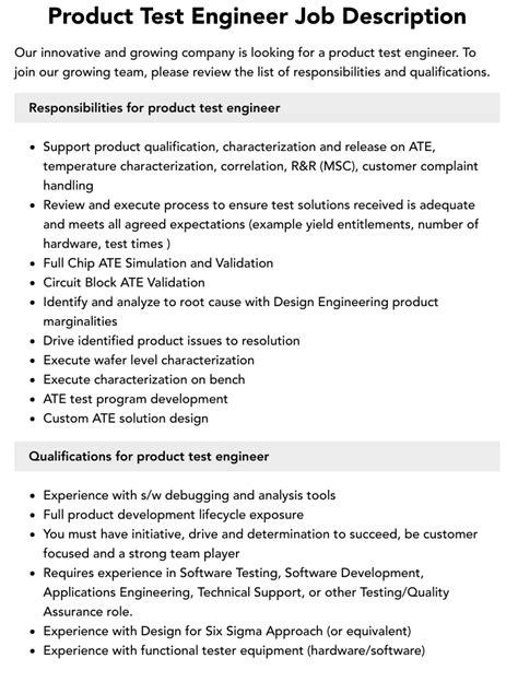 drive test engineer responsibilities